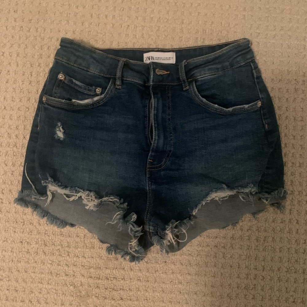Zara denim high rise shorts